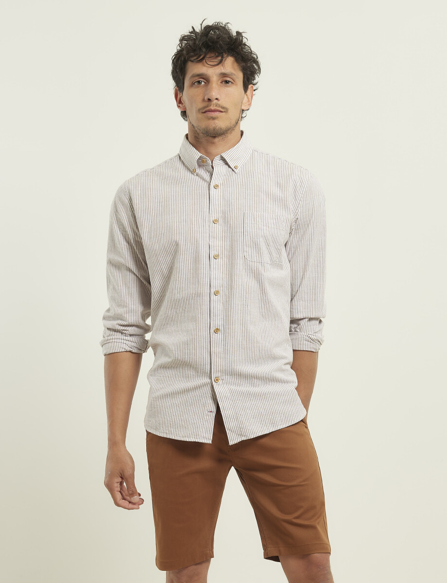 012503 CAMISA HARRINGTON LABEL Kaki / Blanco