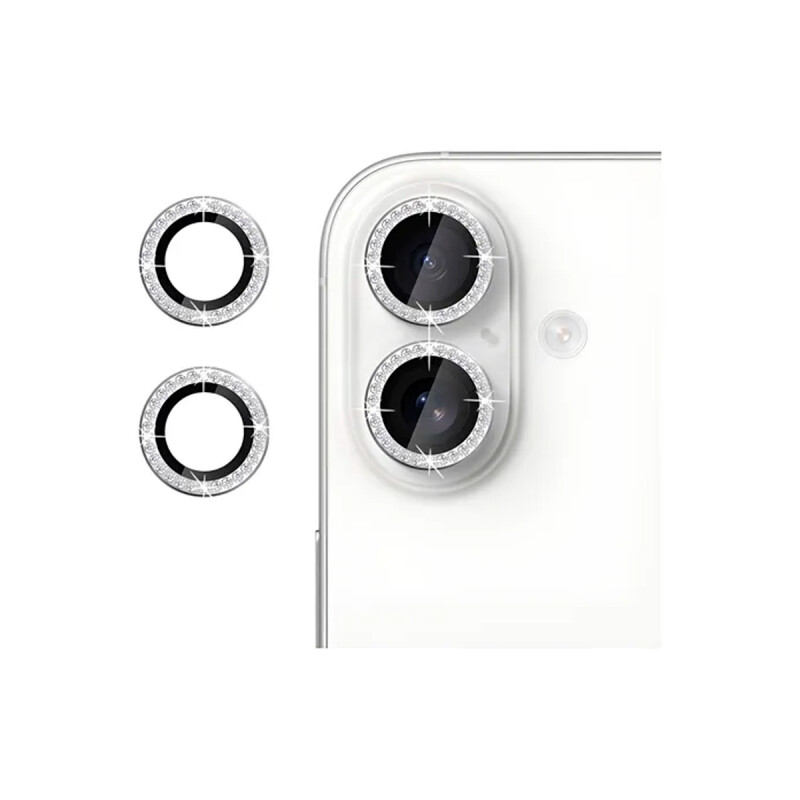 Protector de cámara iPhone 17 brillos plateados Protector De Cámara Iphone 17 Brillos Plateados