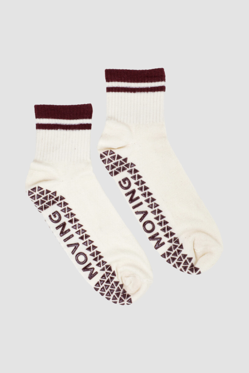 Media pilates con <br /> antideslizante 1/2 caña <br /> acanalada Blanco