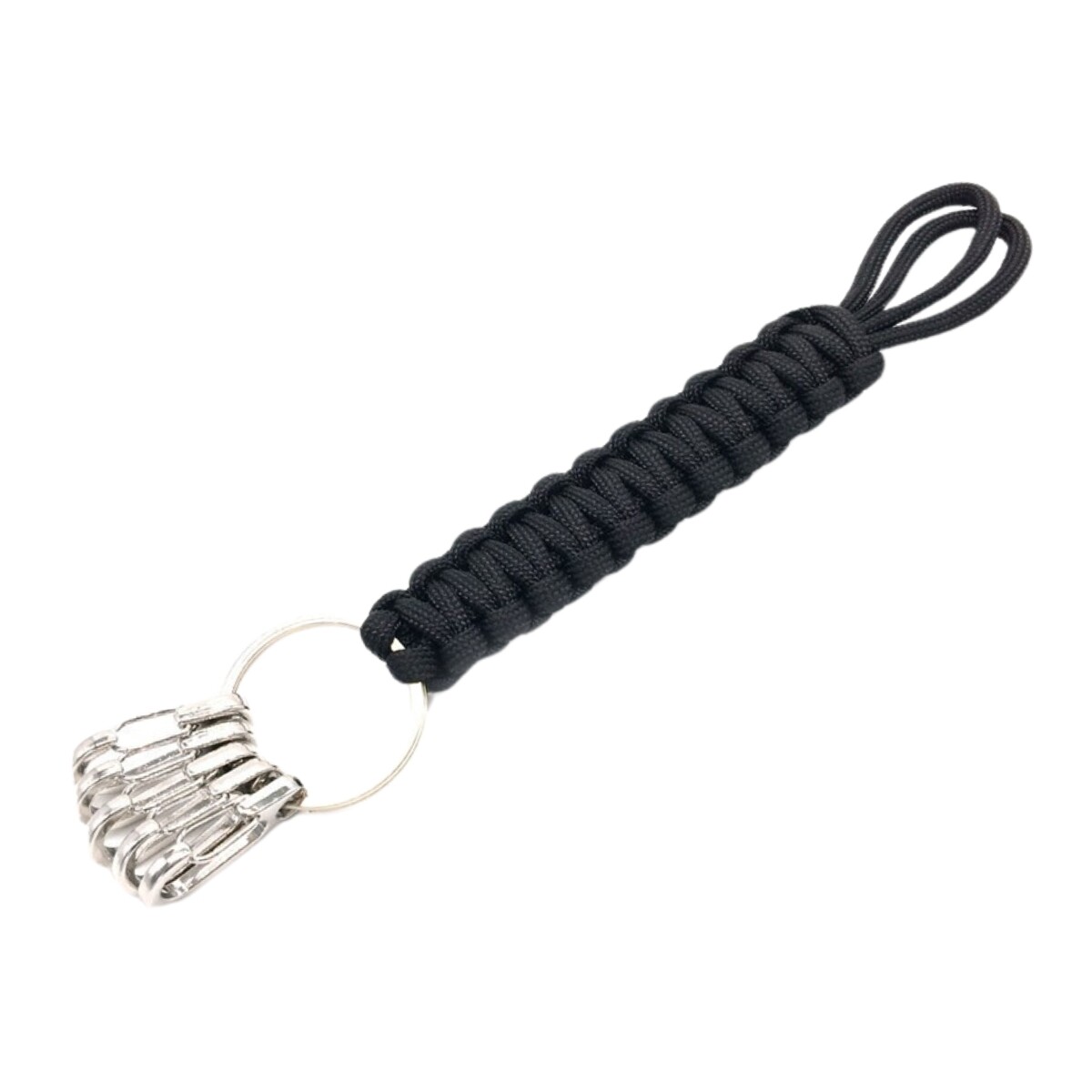 Llavero paracord varios enganches - Negro 