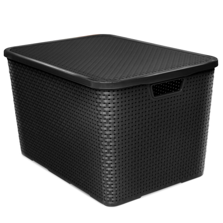 Caja organizadora simil rattan Arqlpast 40 Litros - NEGRO Caja organizadora simil rattan Arqlpast 40 Litros - NEGRO
