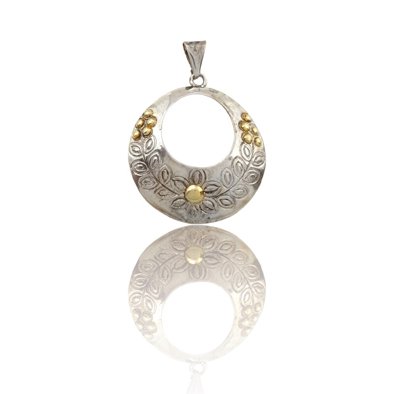 Dije Colgante Flores-Plata 925 y Oro-Sin Piedra-CP5096 sinpiedra