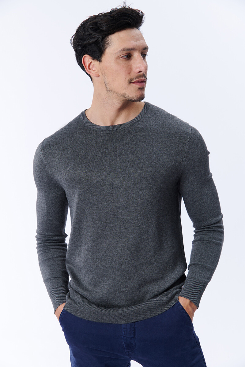 Buzo punto cuello a la base Gris Oscuro