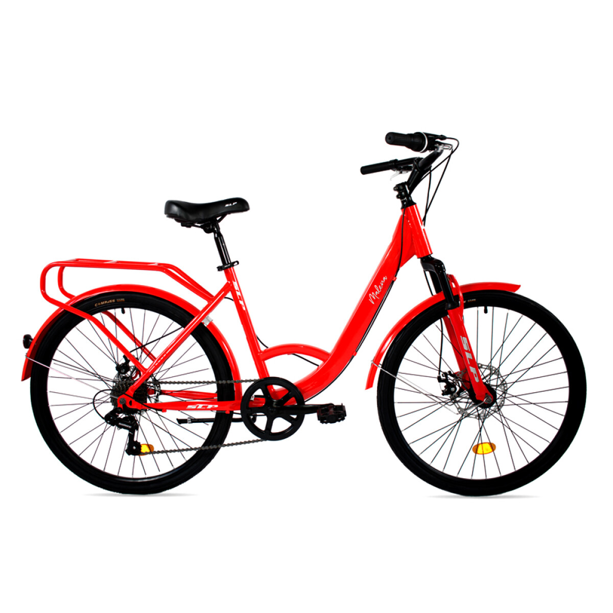Bicicleta Urbana p/Mujer SLP Malena R26 con 7 Vel y Parrilla - Rojo 