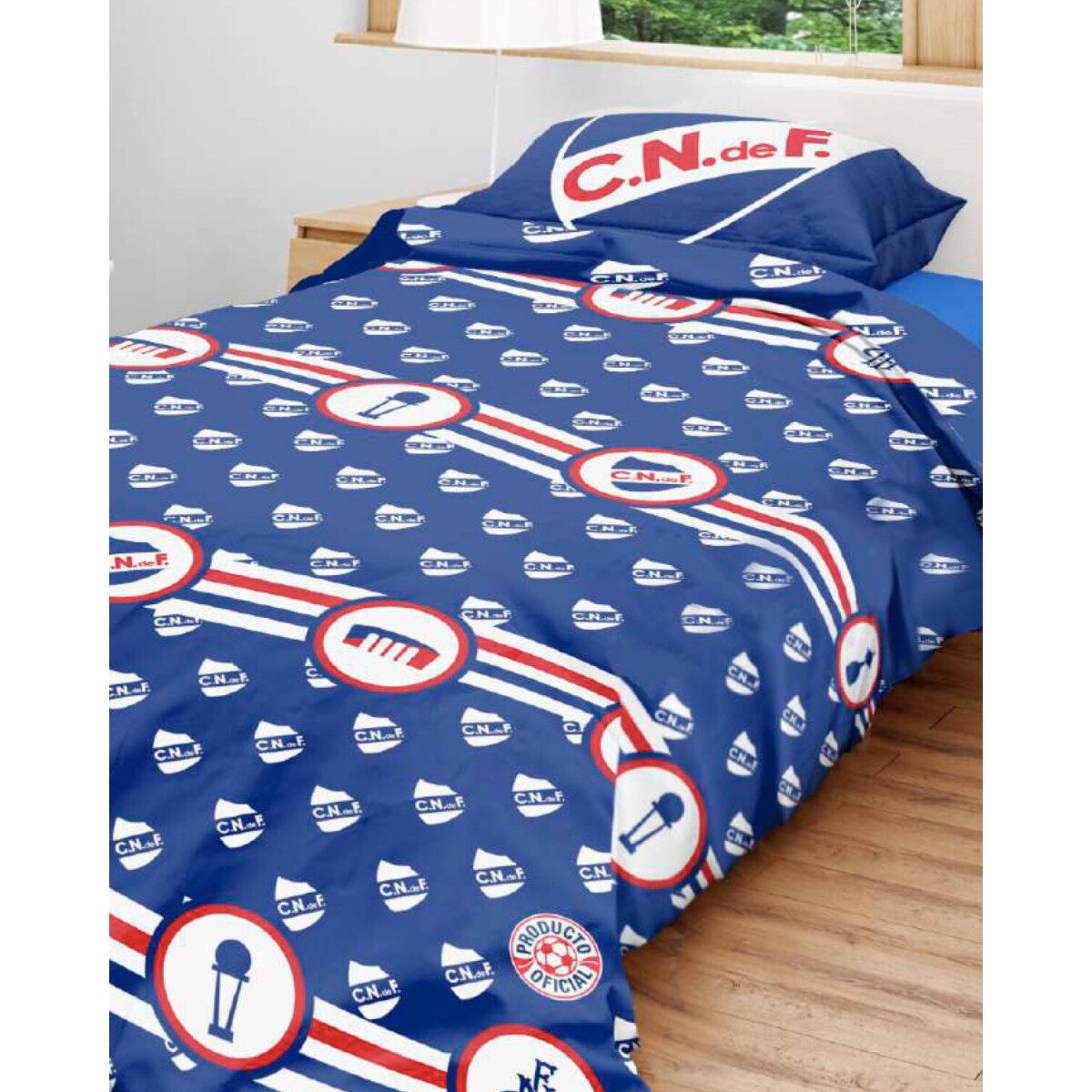 Colcha capitoneada 1 plaza King Size con funda Nacional o Peñarol 240cm x 160cm 