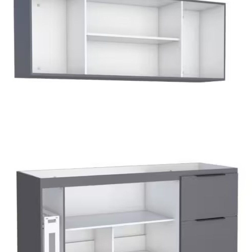 Mueble de cocina bajo mesada gris y aéreo 150 cm Cisne Mueble De Cocina Bajo Mesada Gris Y Aéreo 150 Cm Cisne