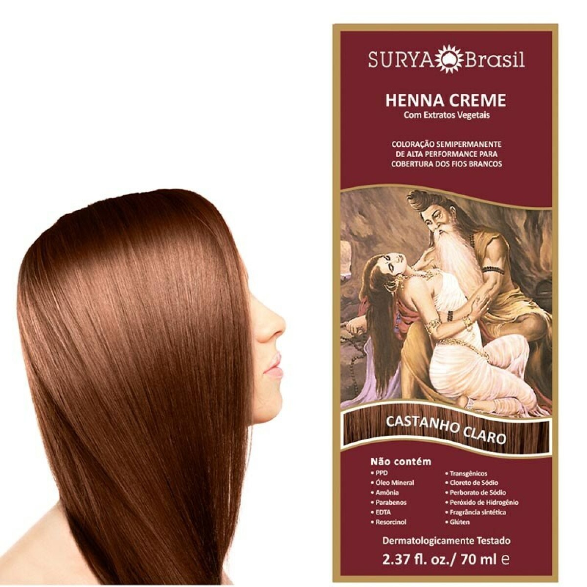 Tinta Natural para Pelo Henna Crema 70 Ml - CASTANO-CLARO 