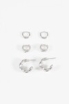 Set de aros con textura plateado