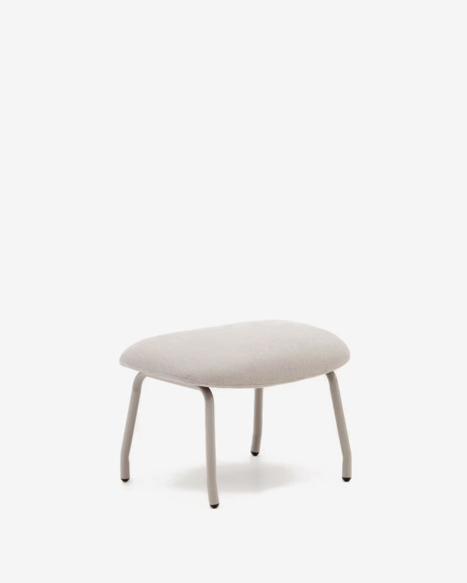 Reposapiés Belina de chenilla - beige con reposapiés y acero con acabado blanco 
