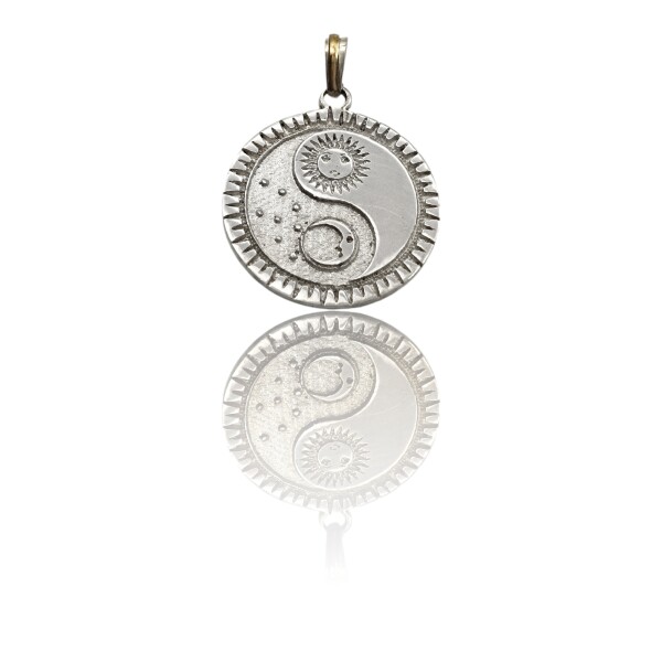 Dije Yin Yang-Plata 925 y Oro-Sin Piedra-CP5337 sinpiedra