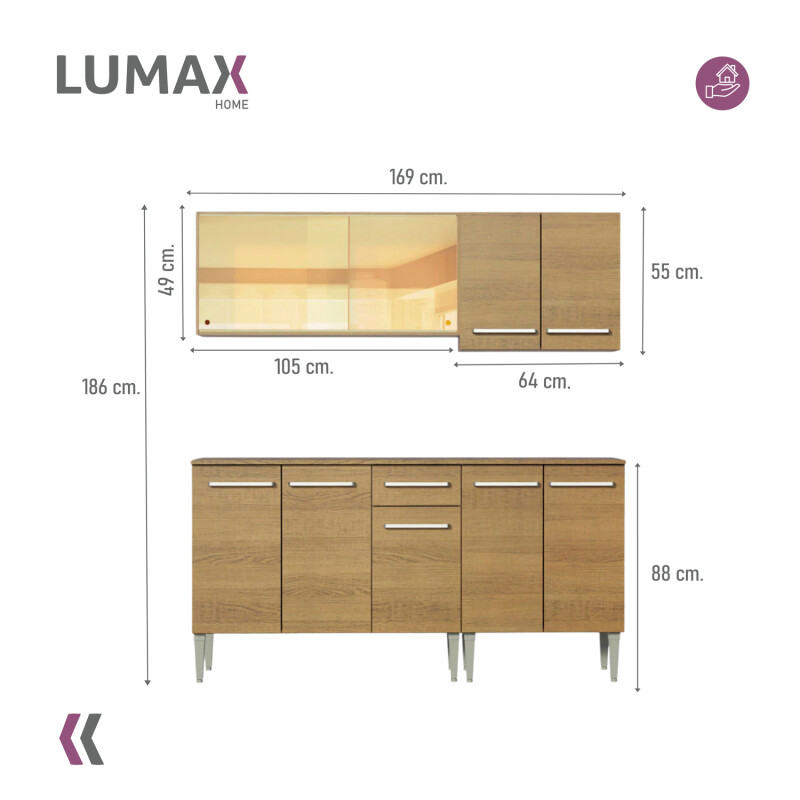 Mueble de cocina completo 169cm rústico Rustico