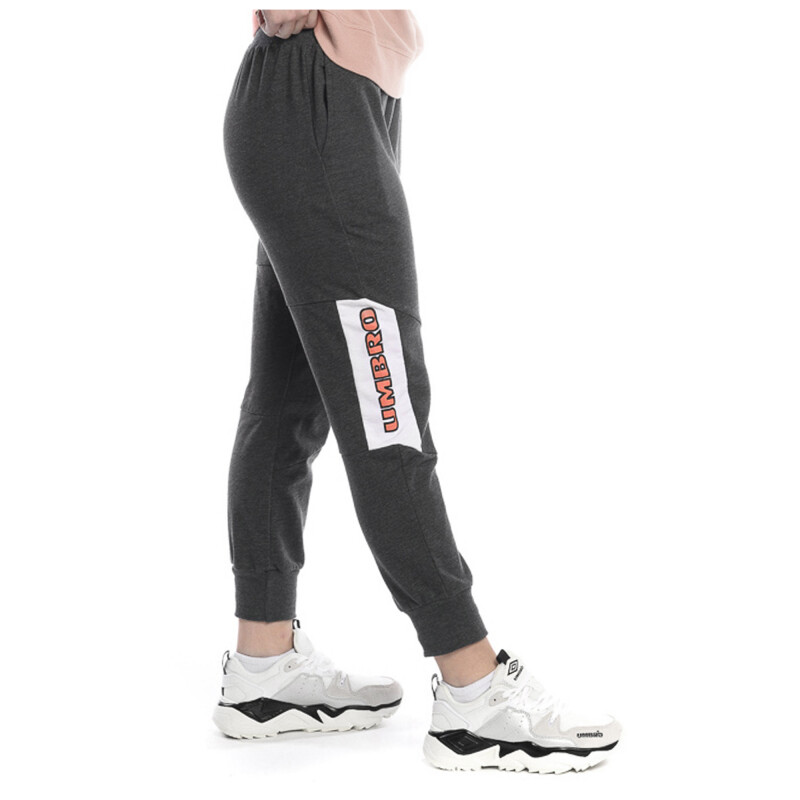 Pantalon de Mujer Umbro c/Puño Wns Negro Melange - Rosado Coral