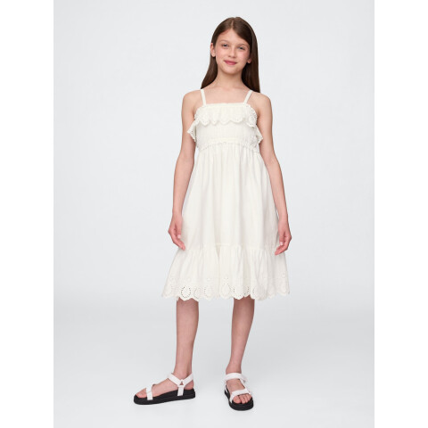 SMOCKED RFFL MIDI DRS NEW OFF WHITE
