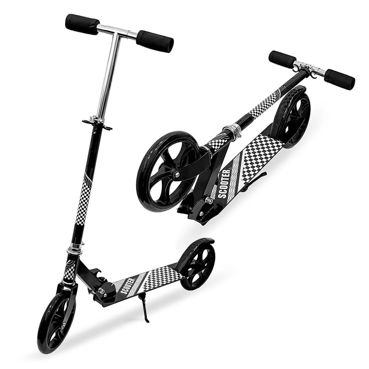 Monopatin Scooter Plegable Rueda Grande 200 Mm - Negro 