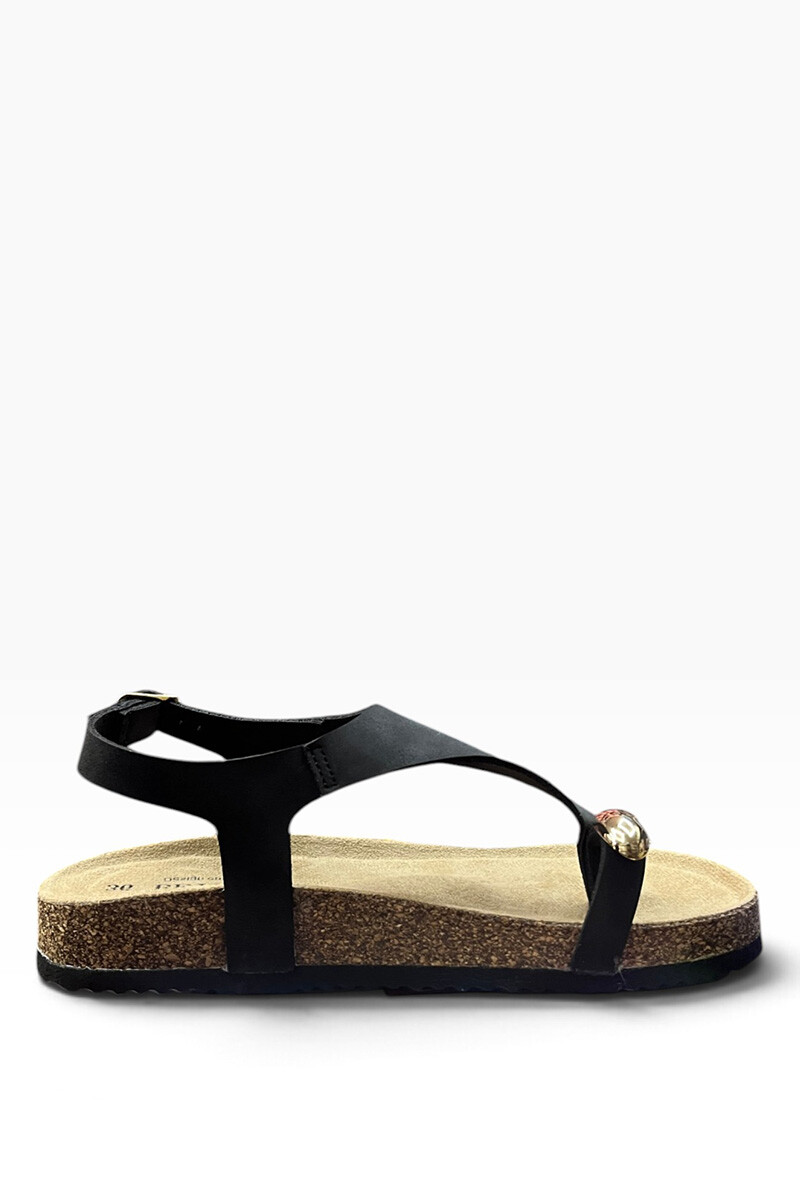 Sandalia Bettina con aplique BT105 Negro