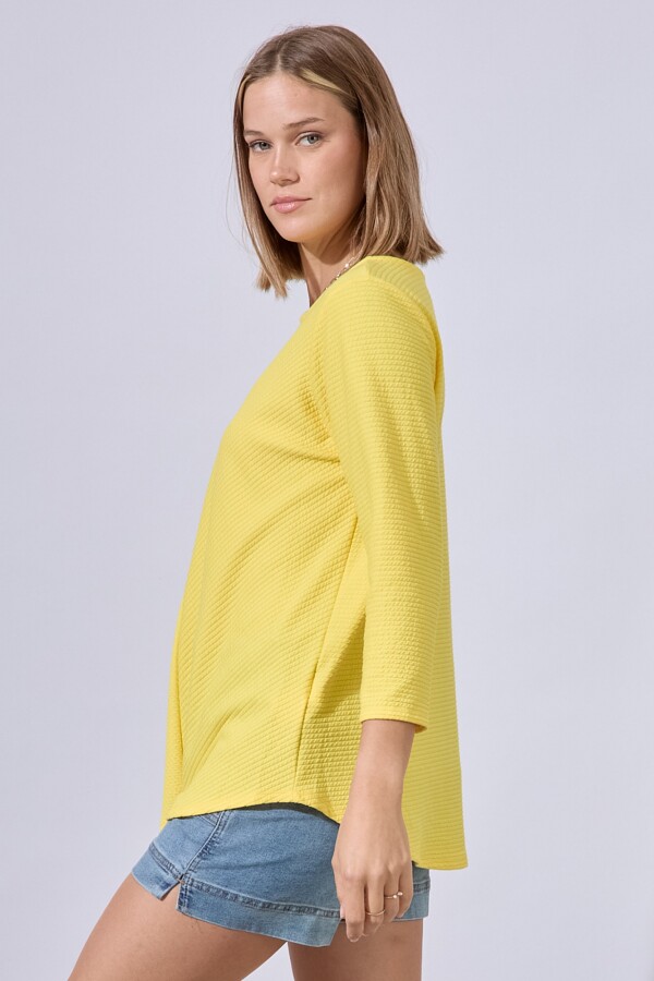 Blusa Ribs Escote Metal AMARILLO