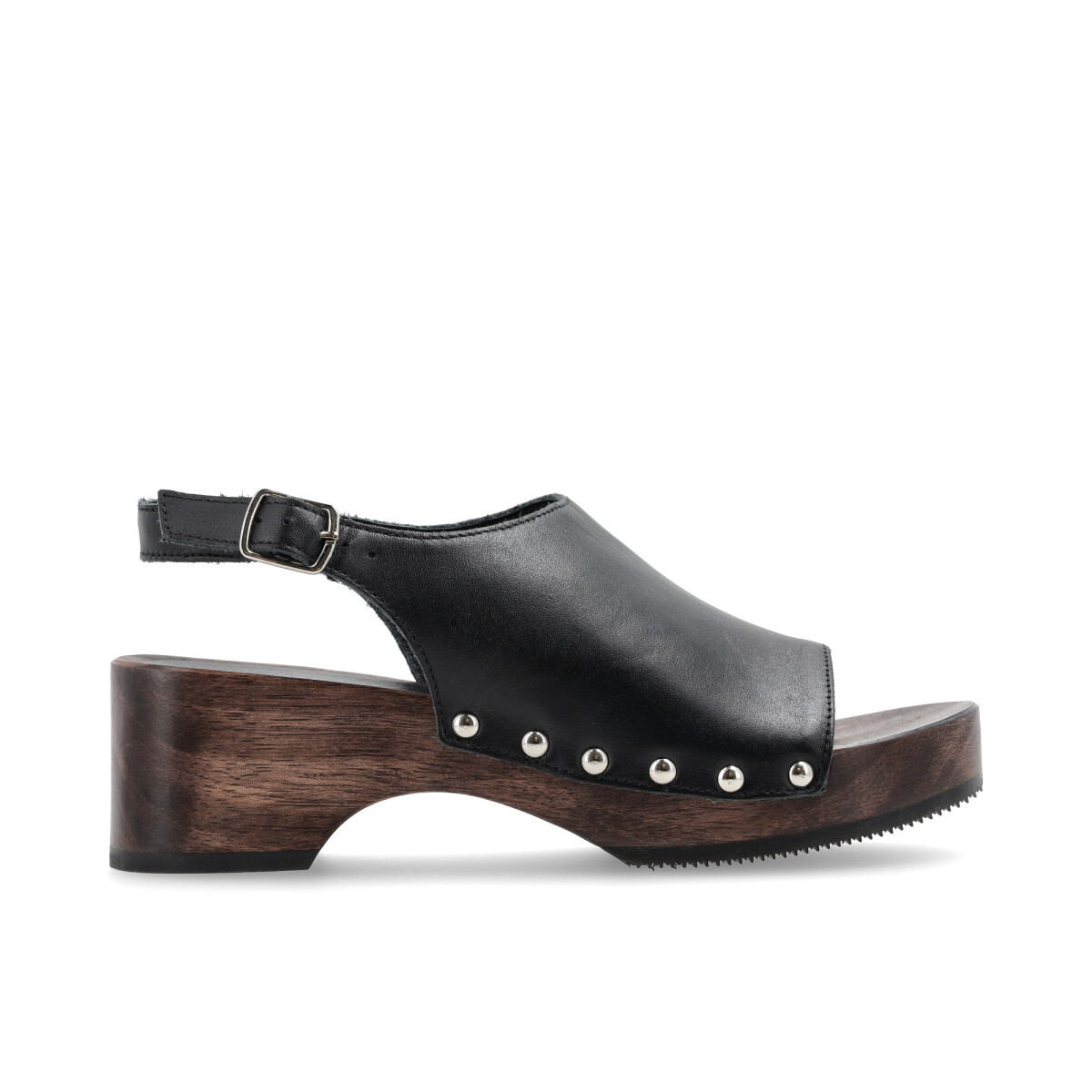 SANDALIAS VENET - CUERO CLOG - NEGRO 