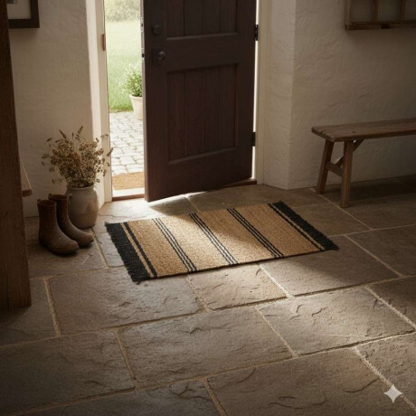 Alfombra Rectangular Rayas Seagrass 80X50Cm Bicolor