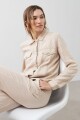 Chaqueta de lino pespuntes y parche bordado beige melange