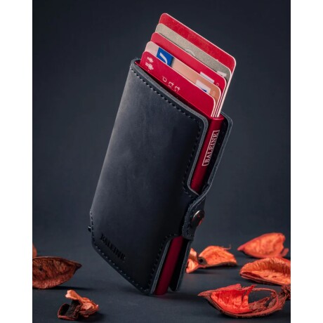 Billetera Baleine Kansas en Aluminio y Cuero con Protección RFID Dark Red