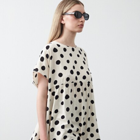 VESTIDO CASTAÑA Negro/Crudo