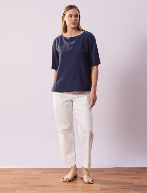Blusa Algodon Botones AZUL