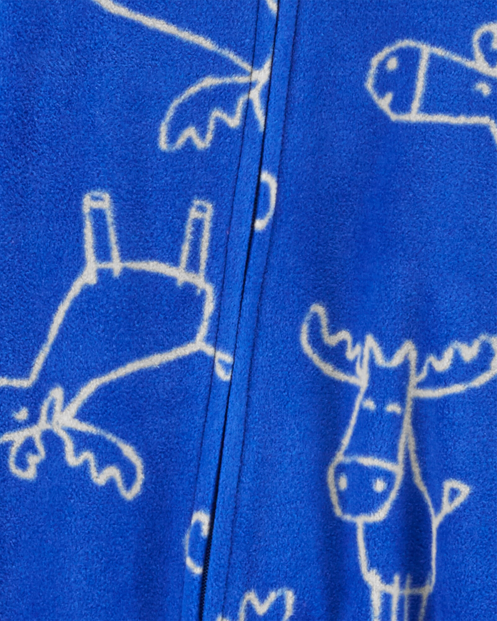 Pijama una pieza de micropolar con pie, diseño alce Sin color