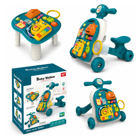 Andador Musical Bebé 4 En 1 Luces Y Sonidos Mesa Didáctica Verde