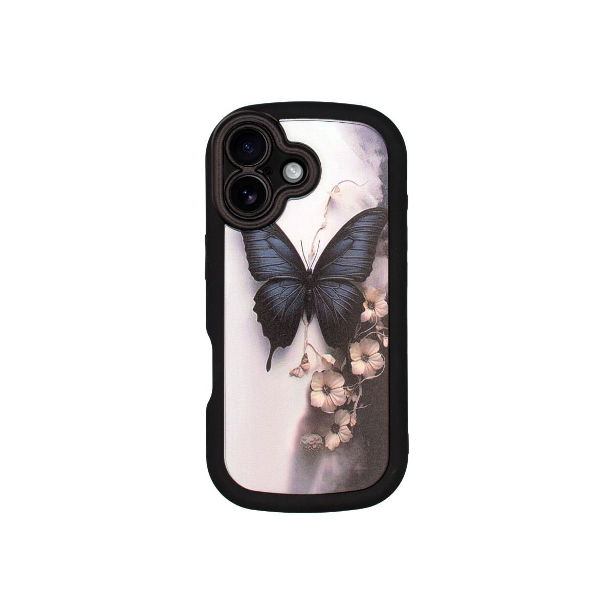 Protector para iPhone 17 negro diseño mariposa 