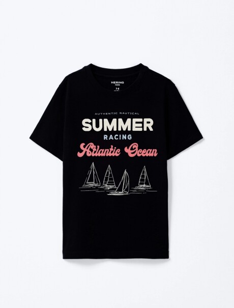 CAMISETA INFANTIL CON ESTAMPA NEGRO