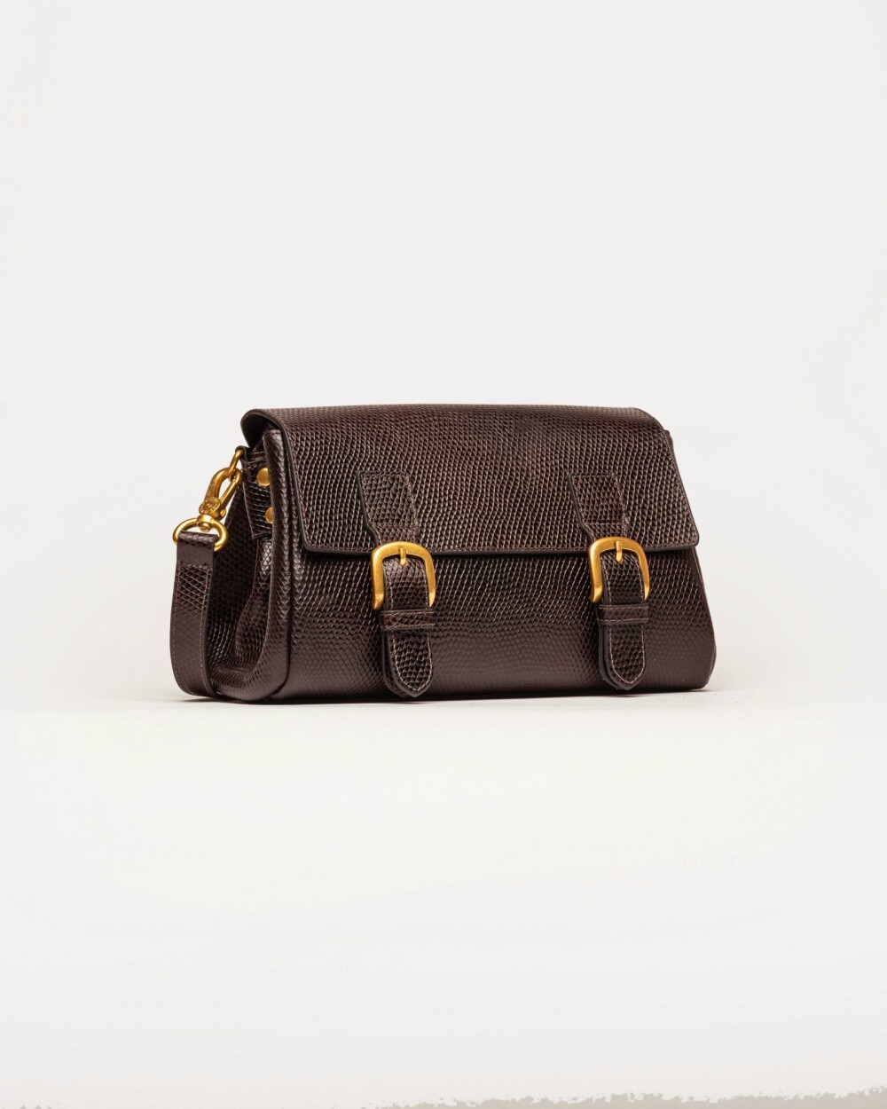Bandolera Elise en cuero snake bitono Red Tabaco