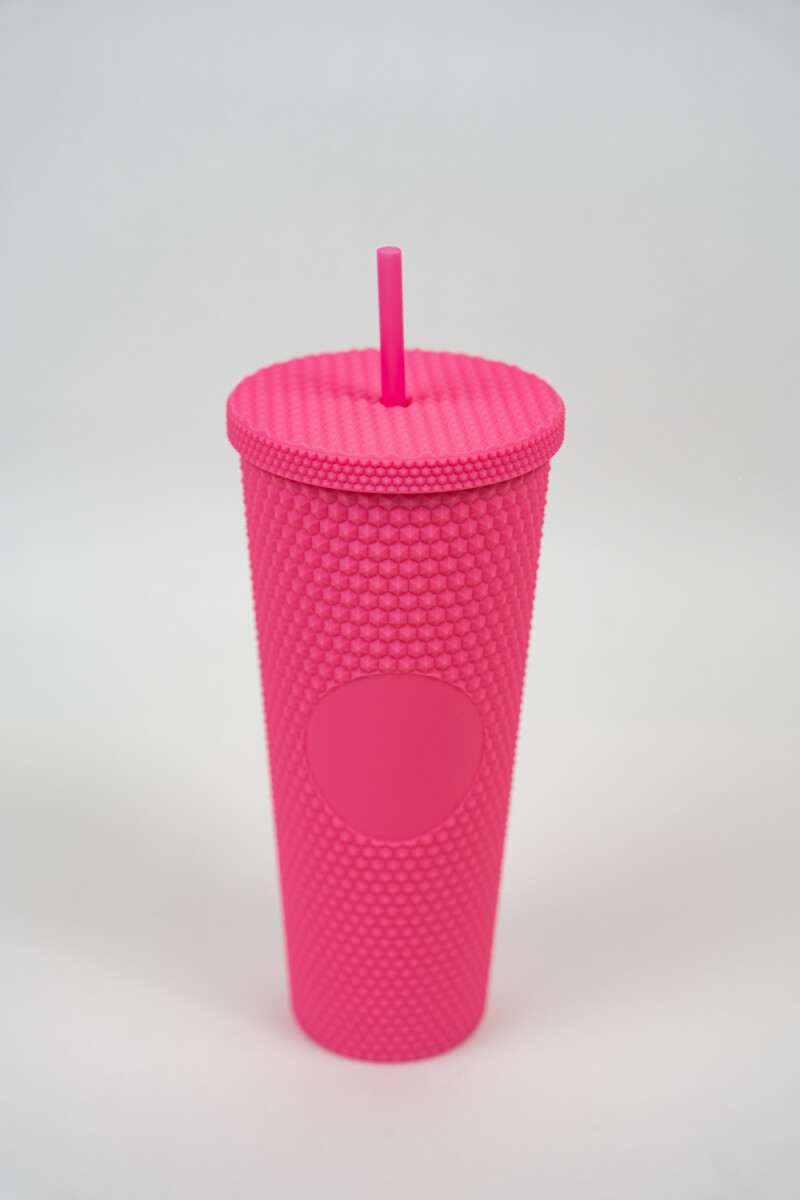 Vaso Con Tapa + Sorbito Vibra - Fucsia 