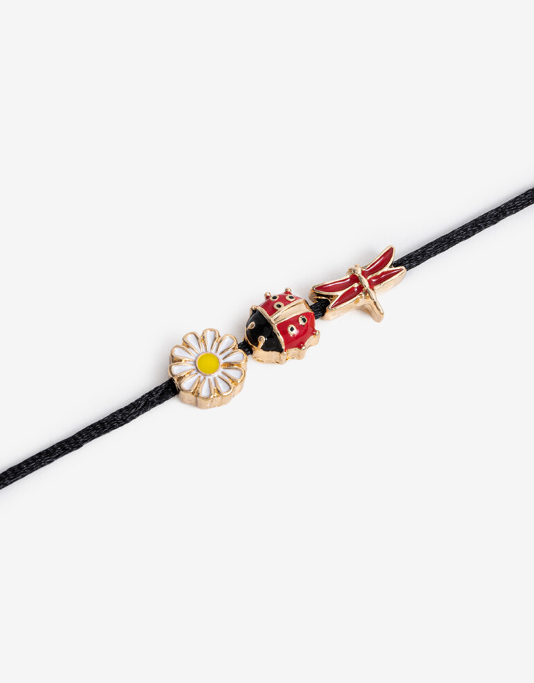 Pulseras Flexibles Color Pulsera Cordón Y Dijes - Dorado