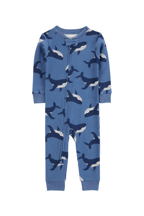 Pijama una pieza de algodón, diseño ballenas Sin color