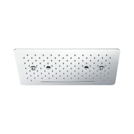 ROSETA CROMO RECTANGULAR CON CASCADA Y PULVERIZADOR 000