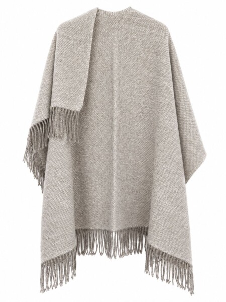 Ruana Lana Merino Gris