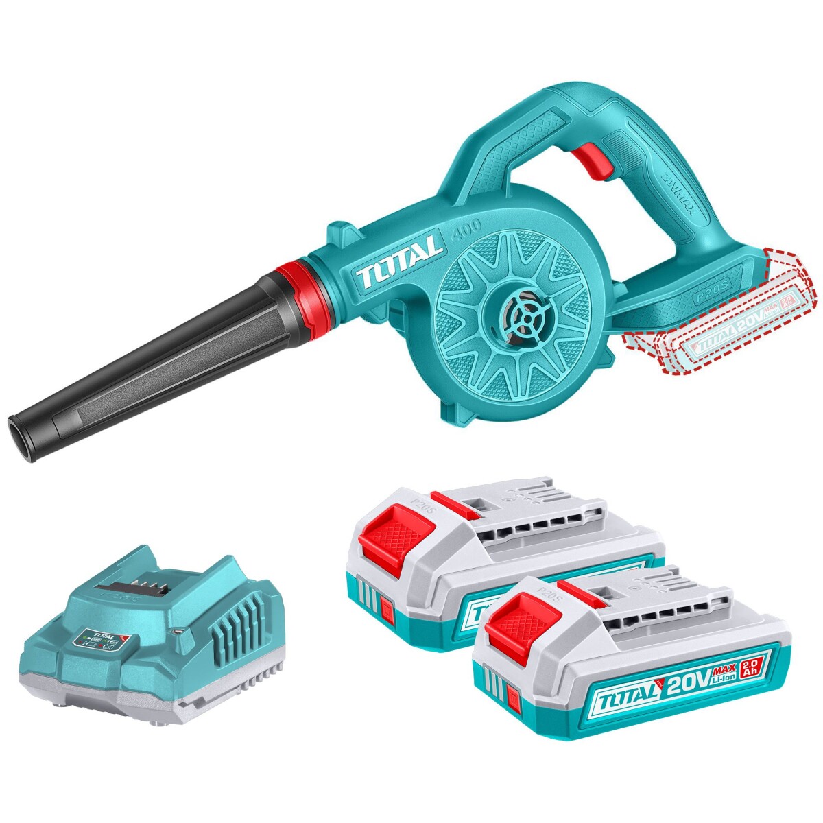 Sopladora Inalámbrica 20v - Doble Batería Y Cargador 