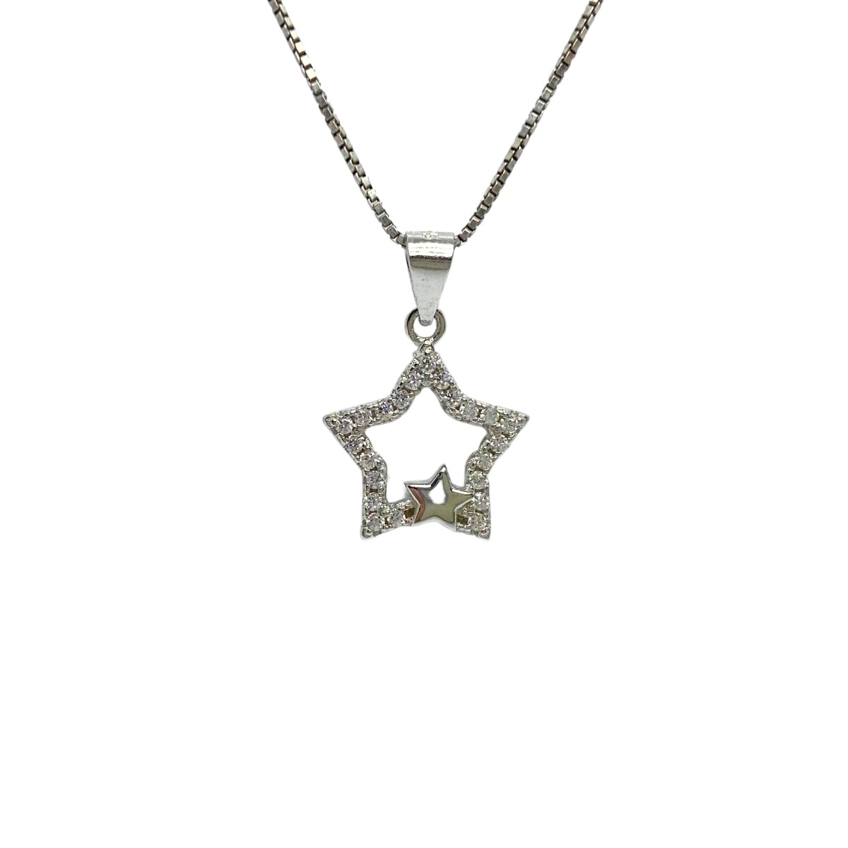 DIJE PLATA ESTRELLA CON ESTRELLA PEQUEÑA Y CORCONIAS 