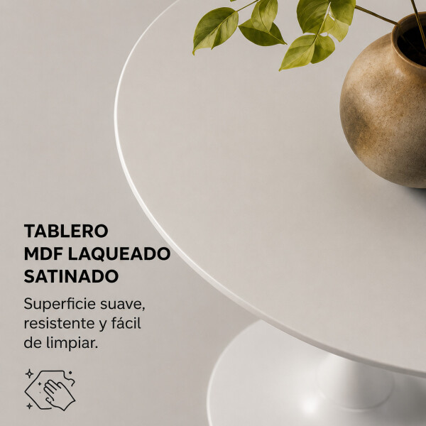 Mesa Comedor ComboHome Tulip Redonda Laqueada 90cm Premium Blanco 1