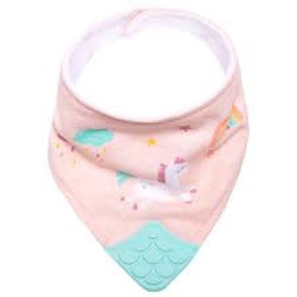 Babero bandana con mordillo BUBA unicornio pastel