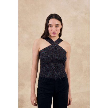 Top Cruzado Metalizado Negro