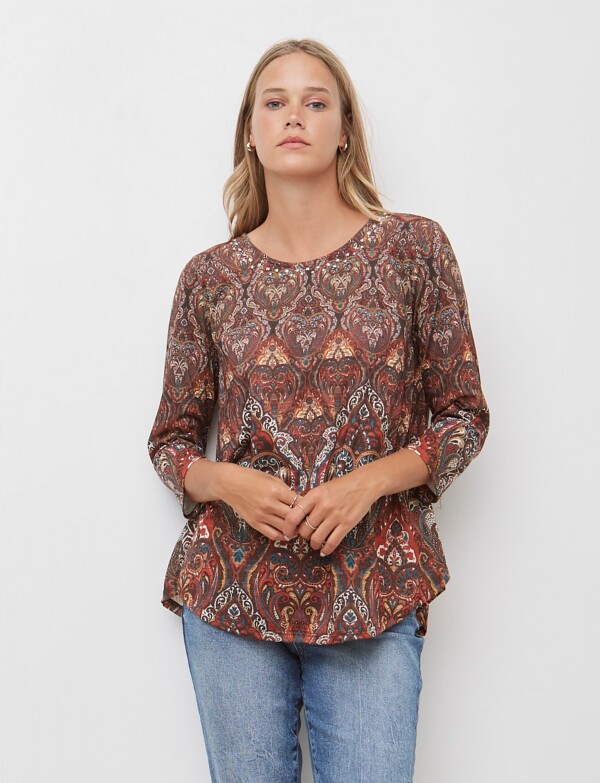Remera Arabescos MARRON/MULTI