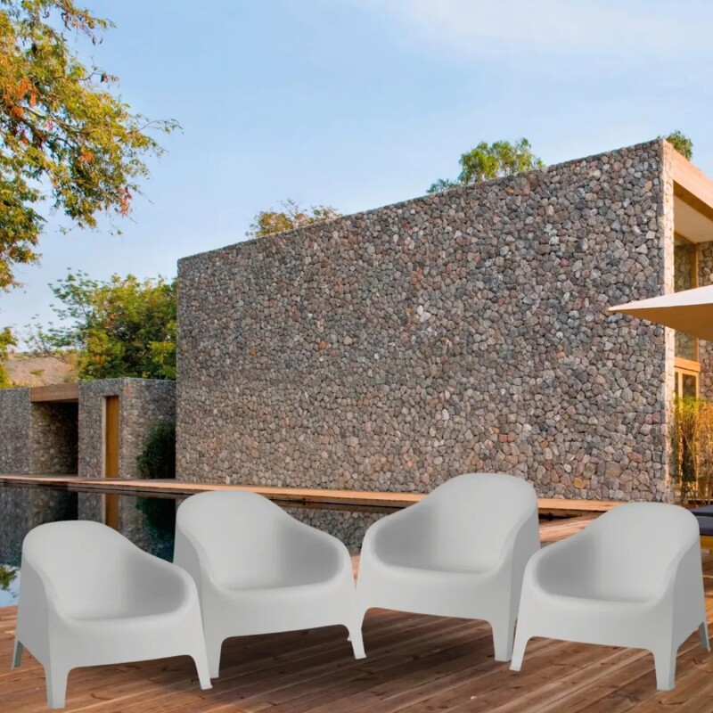 Set de 4 Sillas Plastico Skarpo Jardin Gris