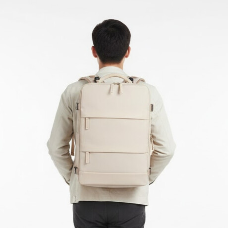 Mochila De Viaje Expandible Beige