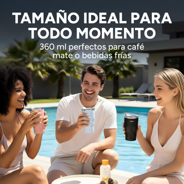 Vaso Termico Acero Inoxidable Aislante C/ Pajita 360ml Color Celeste