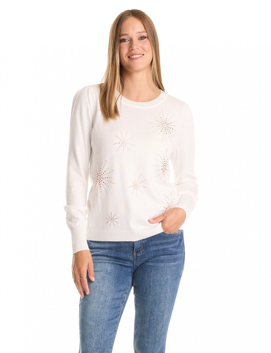 Buzo Destellos Strass - Crudo 