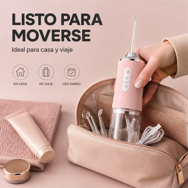 Irrigador Limpiador Oral Bucal Dental Brackets Profesional Rosa