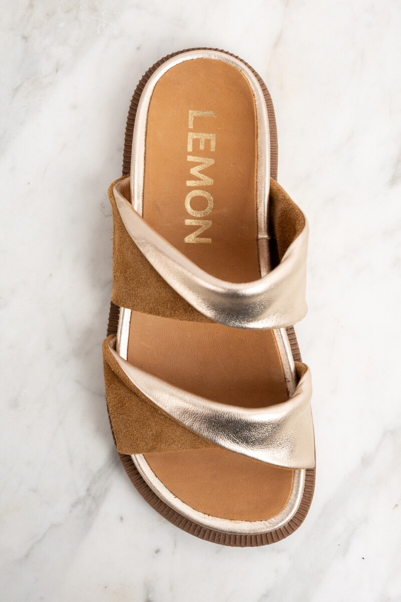 Sandalia Cuero Combinada Camel