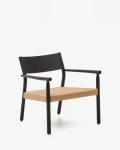 Butaca Yalia de madera maciza roble FSC 100% acabado negro y asiento de cuerda de papel