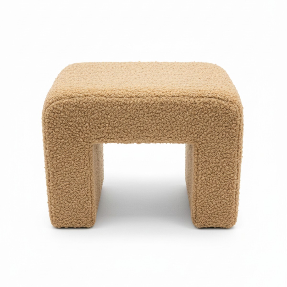 PUFF FELPUDO BEIGE 52X35X43CM 